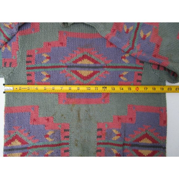 Vintage Ralph Lauren Polo Country Cotton Hand Knitted Aztec Southwest Sweater S - Picture 4 of 9